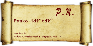 Pasko Máté névjegykártya